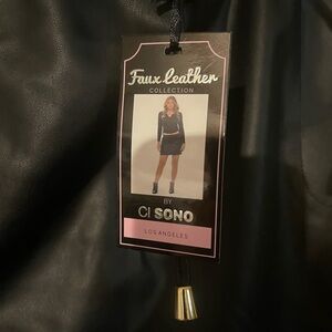 Ci Sono Dark Leather skirt